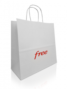 Sac papier blanc magasin avec logo Free